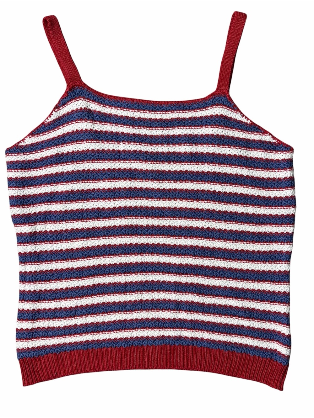 It’s Our Time Knit Tank Top Red White Blue Size XL Retro Boho Casual